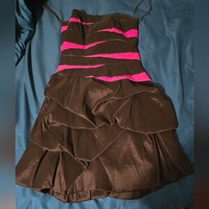 Black and Fusia Strapless Dress